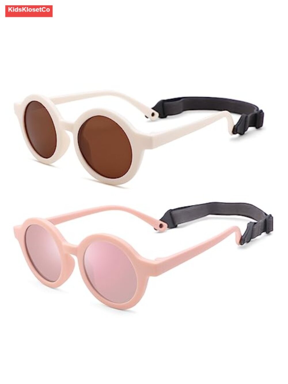 Polarized Round Sunglasses with Strap for Infant Boys Girls 0-24 Months